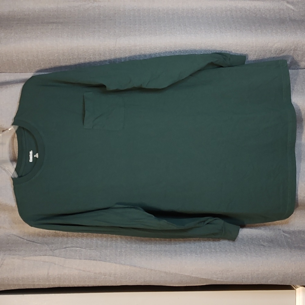 KingSize Forest Green Long Sleeve Crew neck Pocket Tee Sz XL Tall
